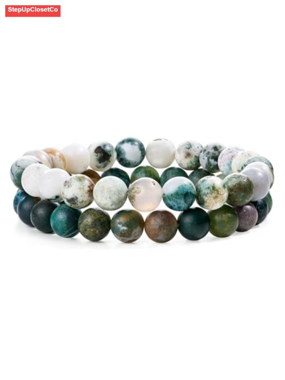 Handmade Gemstone Stretch Bracelet, Healing Crystal Bead, Tree Agate